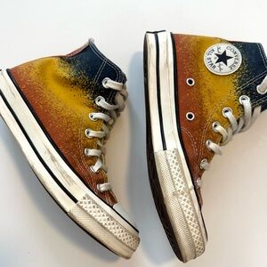 Converse Scatter Dye Sunset Dreams High-Top Sneakers Blue Orange Kids Size 3.5